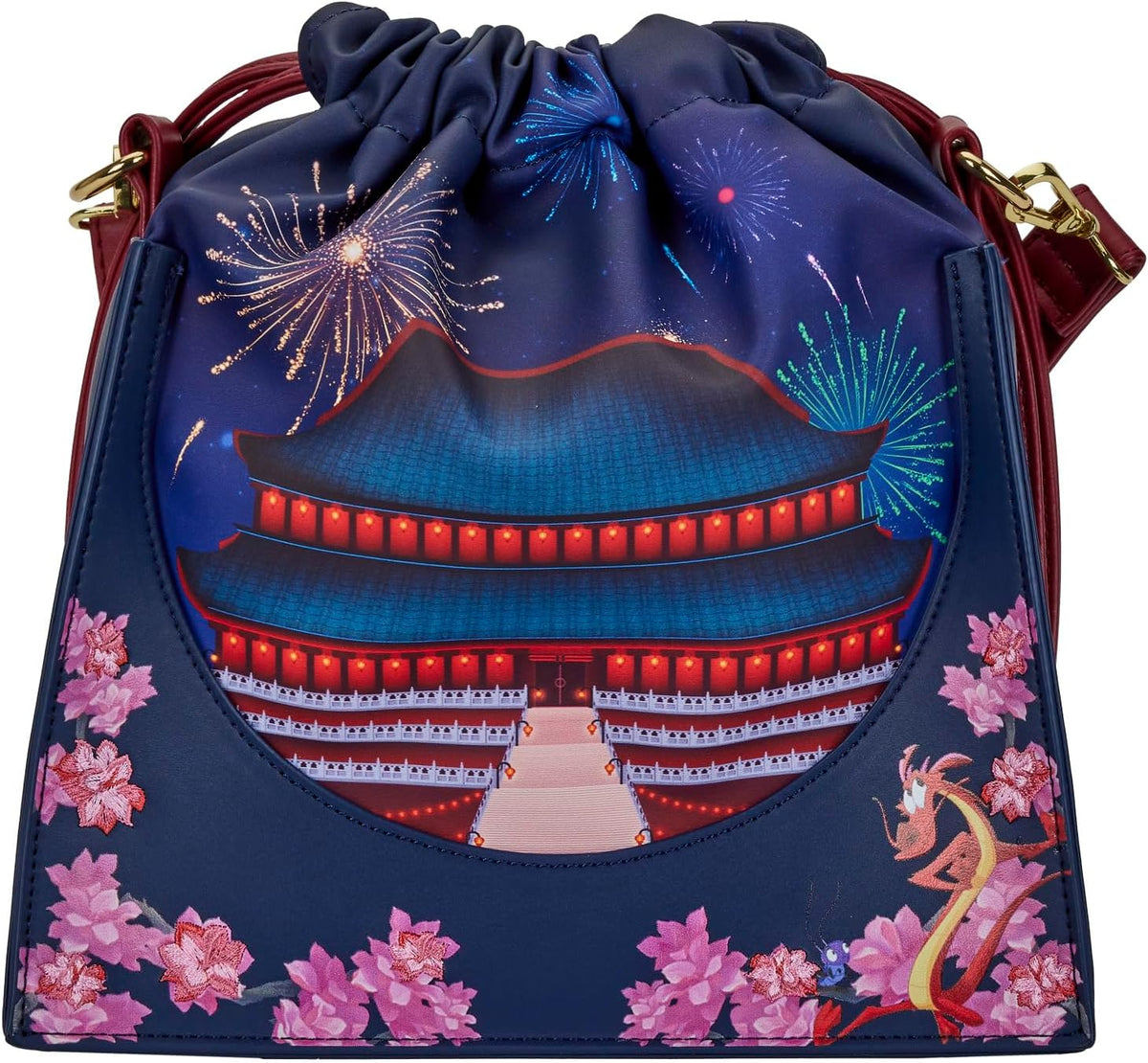 Loungefly Disney Mulan Castle Cinch Sack Crossbody Bag-1