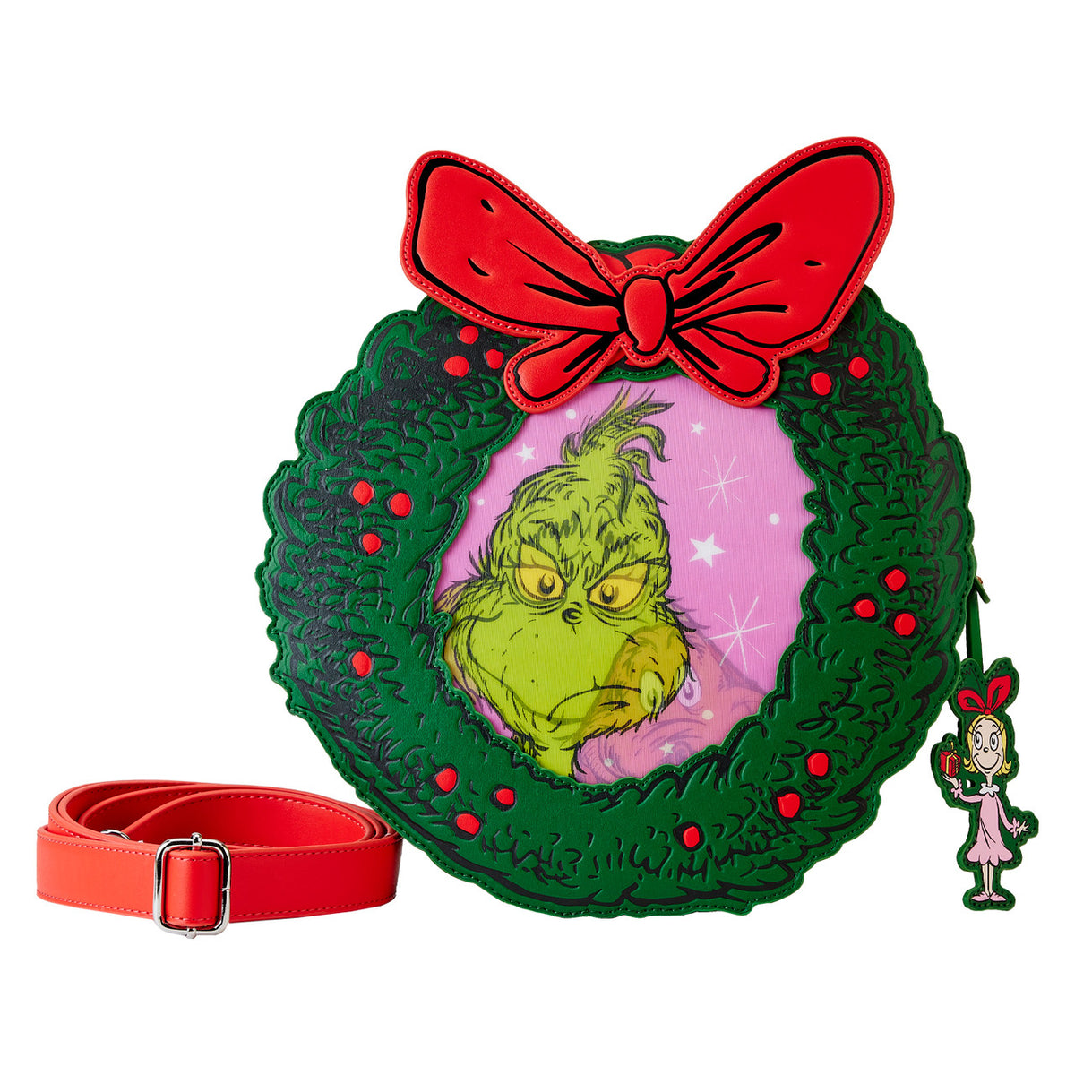 Loungefly Dr Seuss Grinch Christmas Wreath Figural Crossbody-1