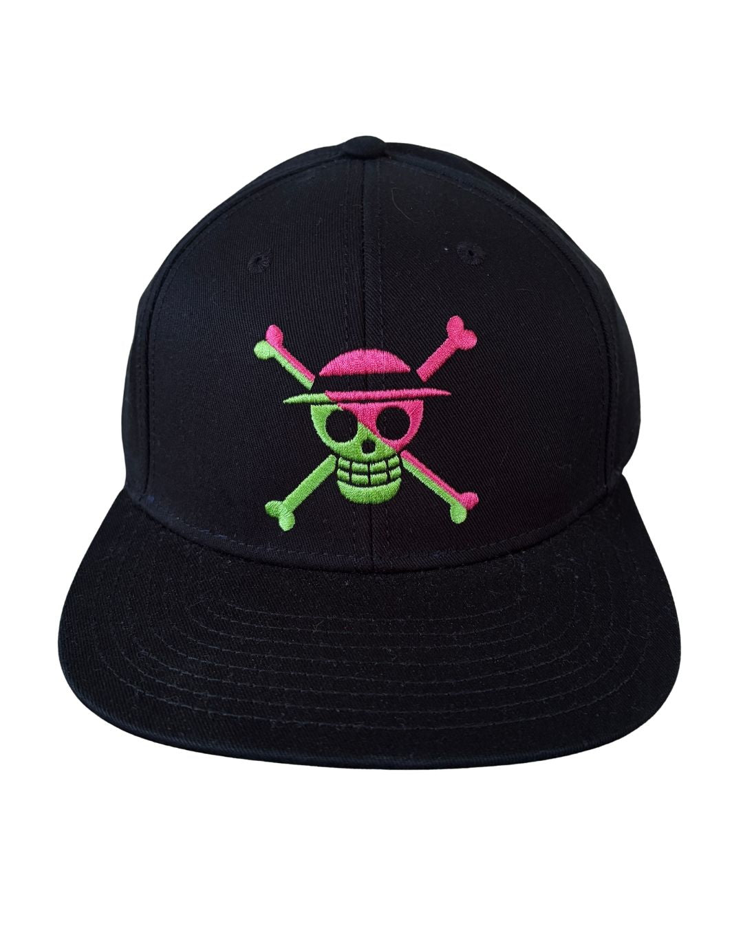 One Piece Anime Hiragana Green and Pink Flat Bill Hat-1