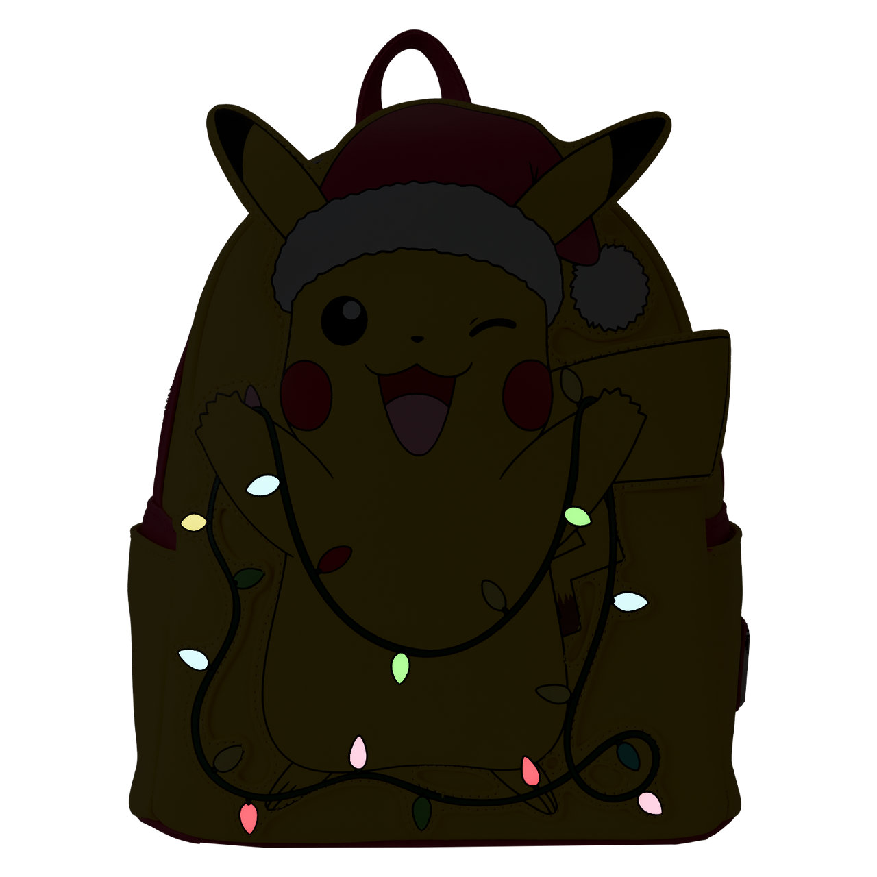 Loungefly Pokemon Santa Pikachu Christmas Lights Light Up Mini Backpack