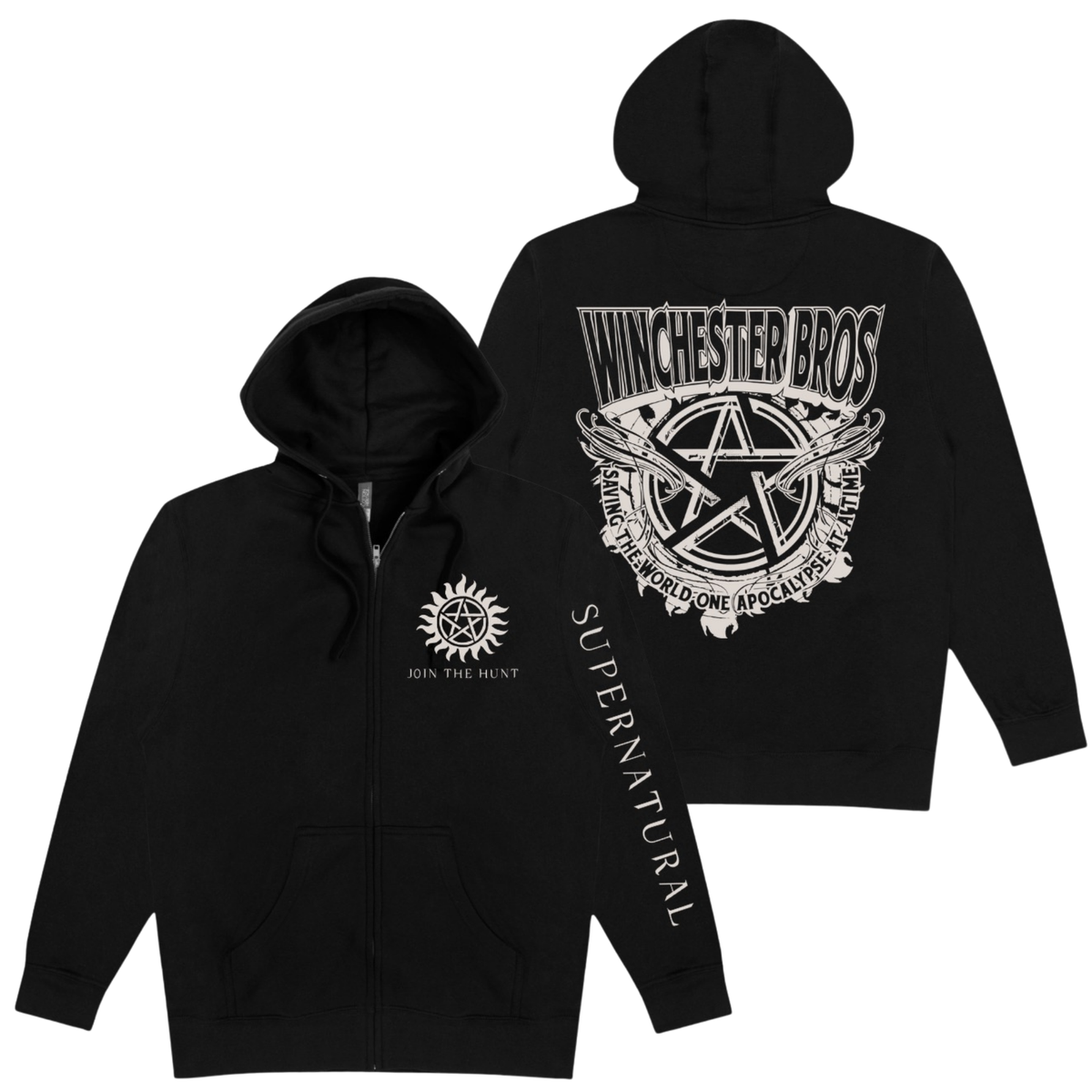 Supernatural Winchester Bros Join the Hunt zip up hoodie-1