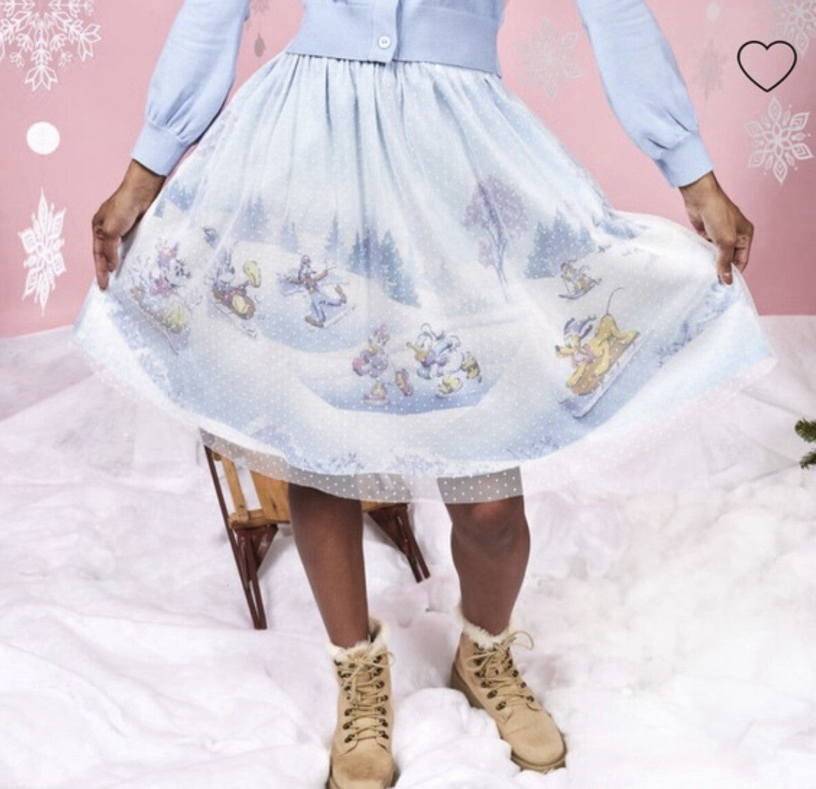 Loungefly Stitch Shoppe Disney Winter Mickey and Friends Tulle Overlay Skirt-zoom-4