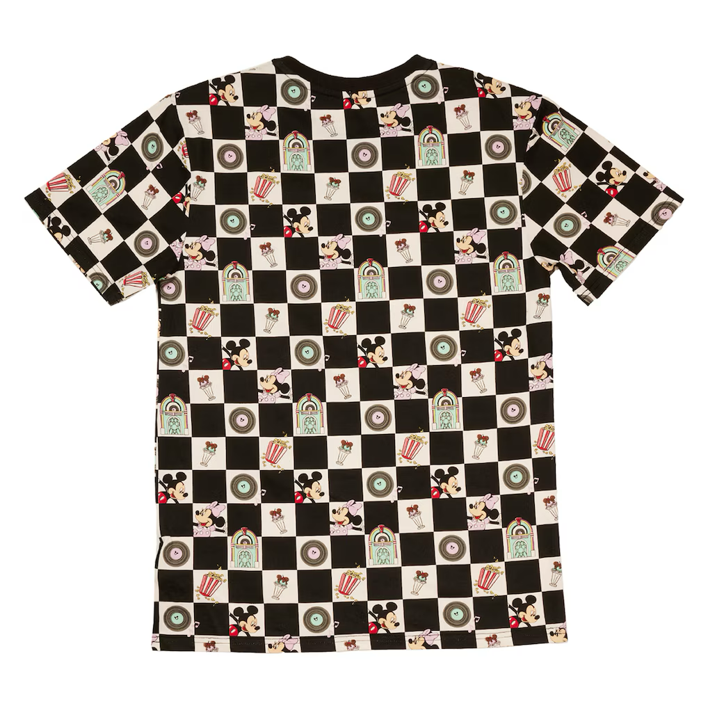Loungefly Apparel Disney Mickey and Minnie Date Night Diner Checkered unisex t shirt-zoom-3