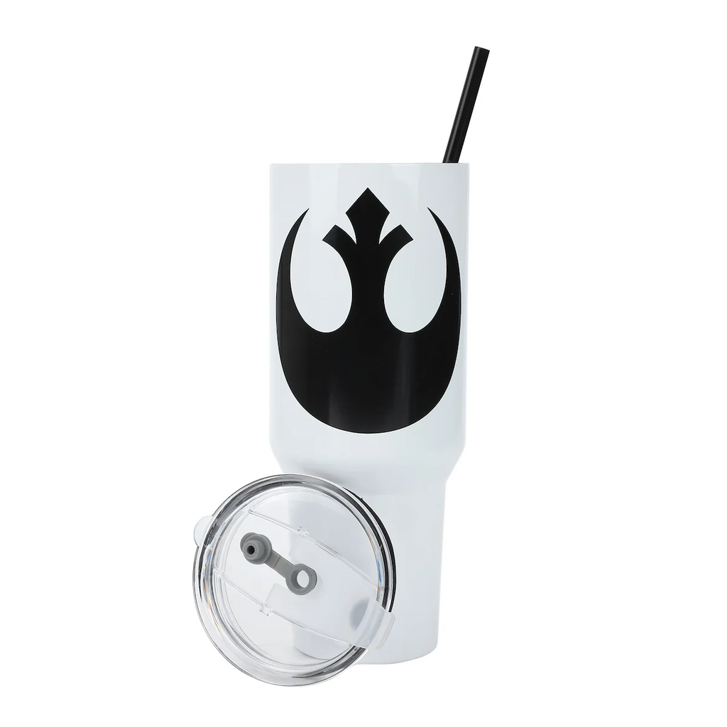 Star Wars Rebel Alliance Vacuum Insulated 40 Oz White Stainless Steel Tumbler with Leak-Proof Lid & Easy Carry Handle for Travel or Home