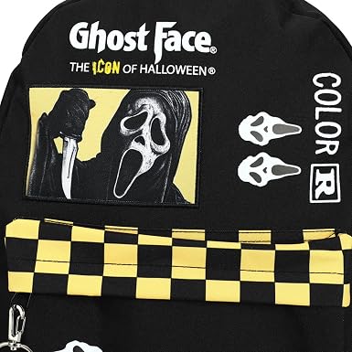 Scream Classic Horror Movie Ghost Face Character Checkered Backpack-zoom-5