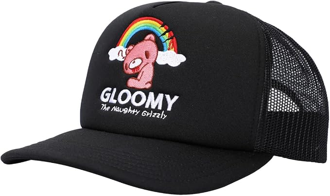 Gloomy Bear Gloomy Under Rainbow Men's Black Foam Trucker Hat