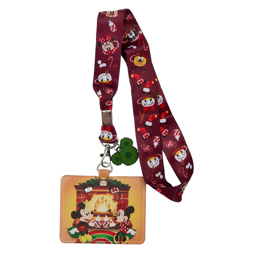 Loungefly Disney Mickey Minnie Fireplace Cocoa Lanyard with Cardholder
