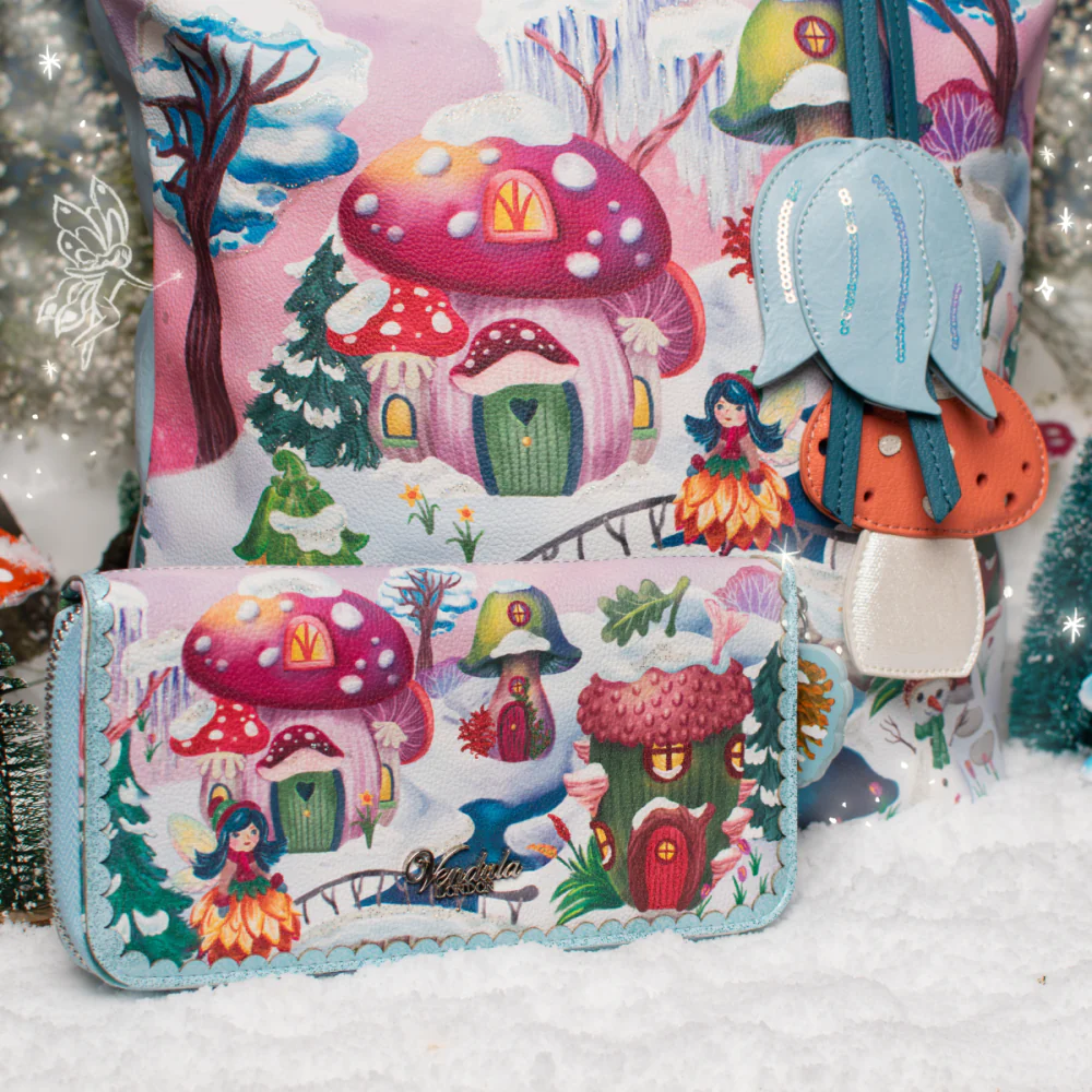 Vendula London Fairy Village Snowflake Large Ziparound Crossbody Wallet-5