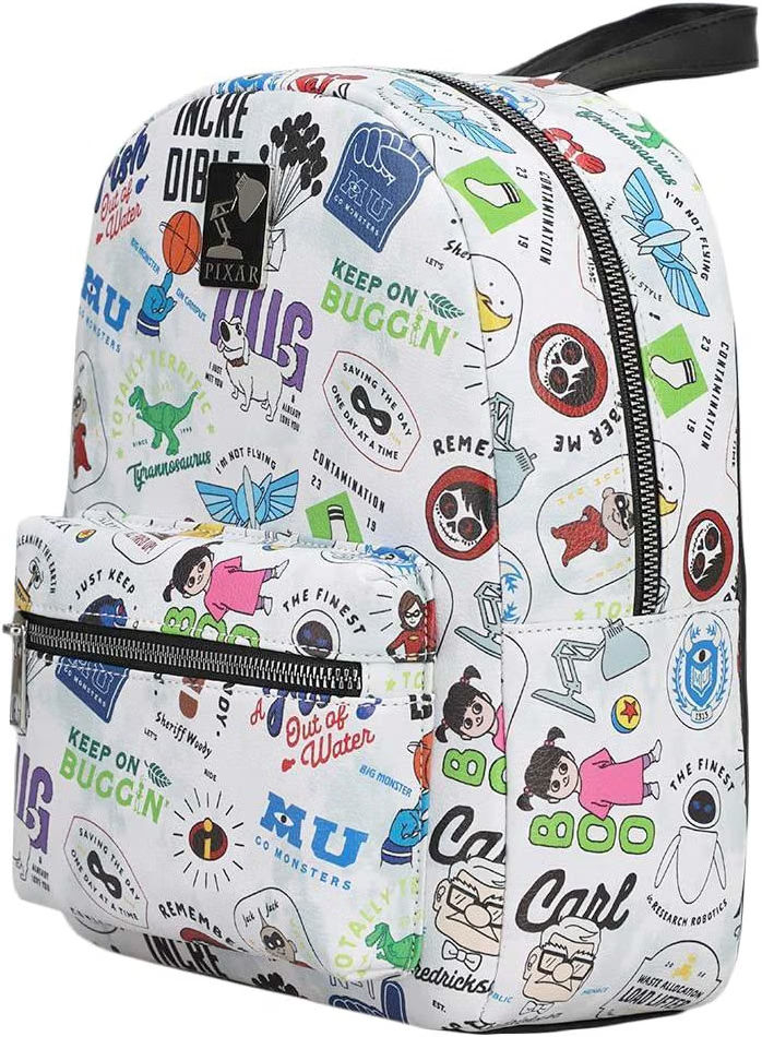 Pixar Movie Characters Toss Print Faux Leather Tote Bag Mini Backpack-3