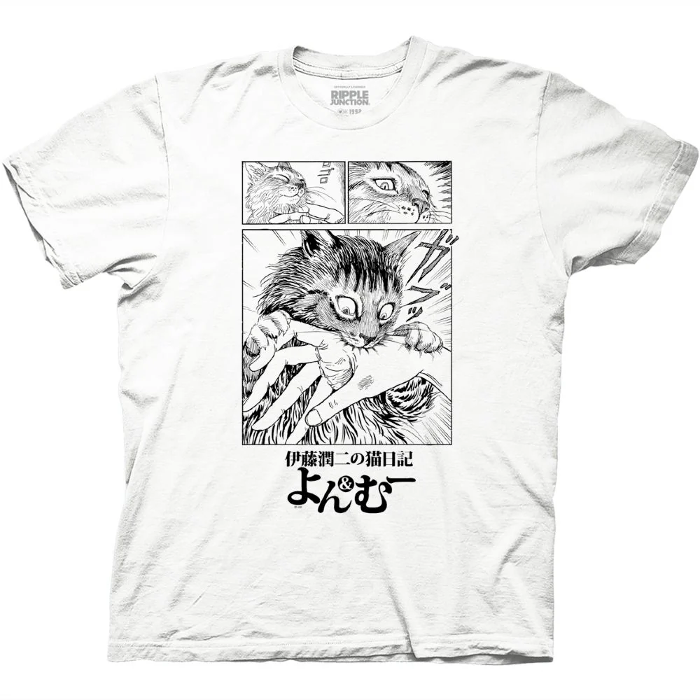 Junji Ito Cat Diary: Yon & Mu Biting T-Shirt-zoom-1