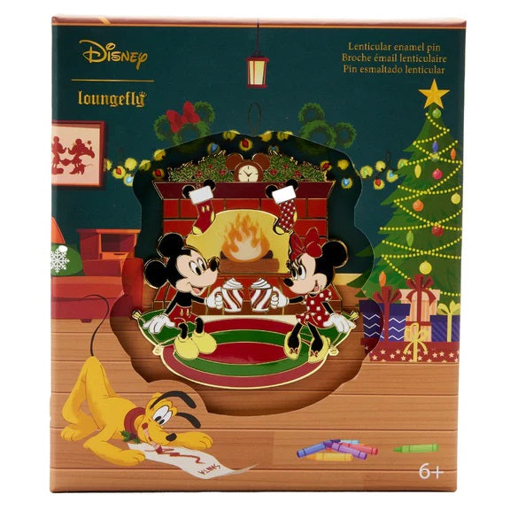 Loungefly Disney Mickey Minnie Mouse Fireplace Cocoa 3" Collector Box Pin