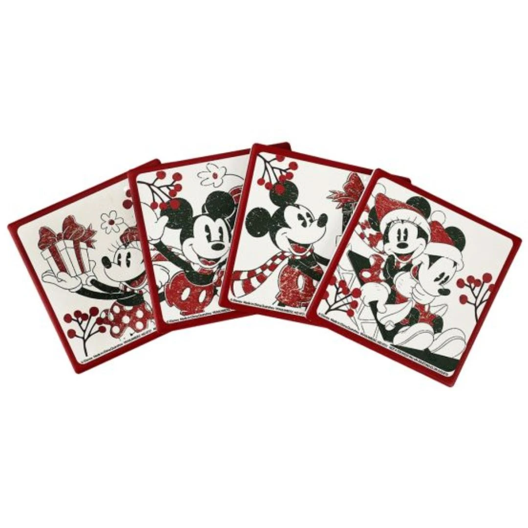 Disney Mickey & Minnie Couple Santa Ceramic Coaster Set of 4-2