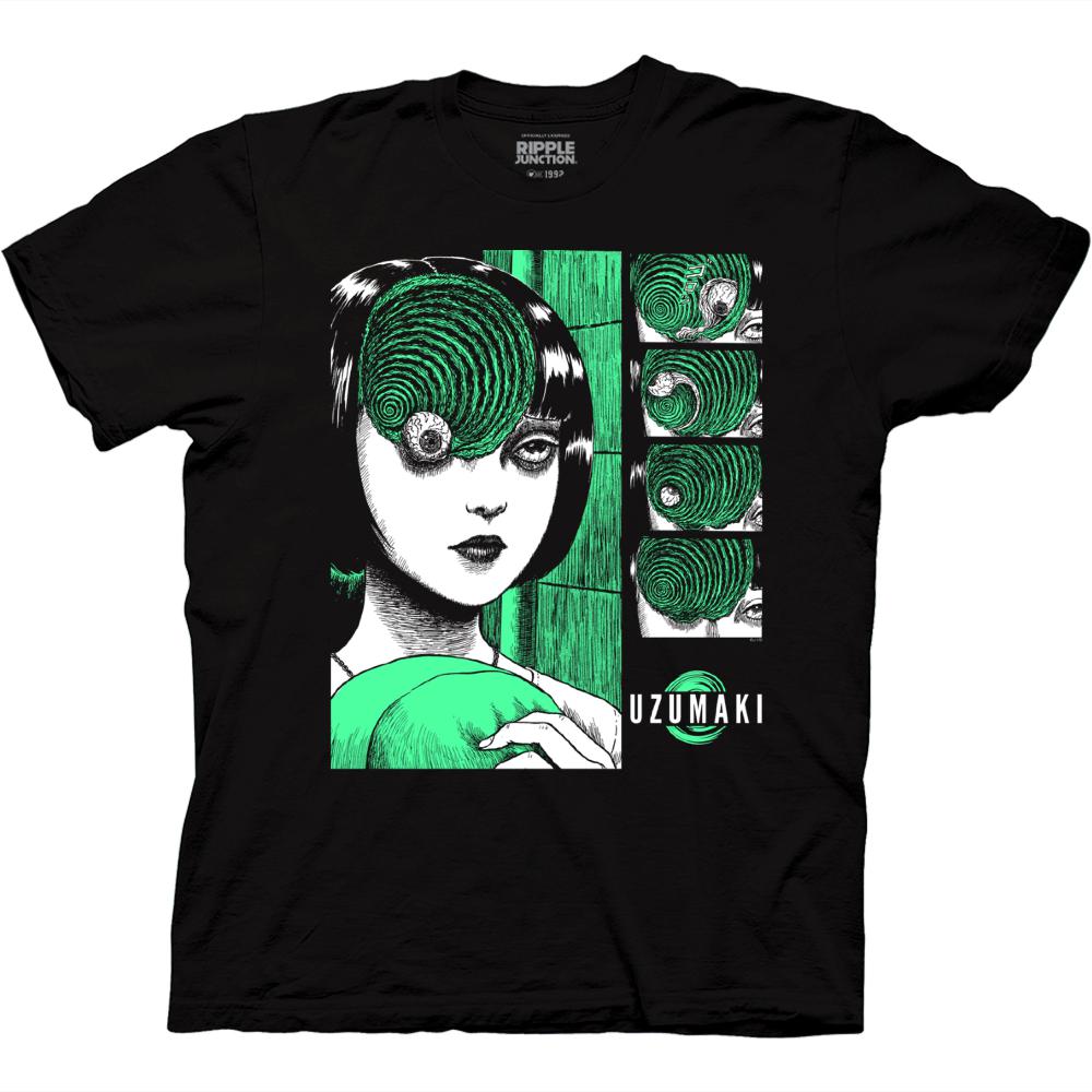 Junji Ito Uzumaki Green Spiral Panels T-Shirt-1