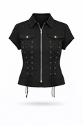 Orchid Bloom Black Gothic Rope Top