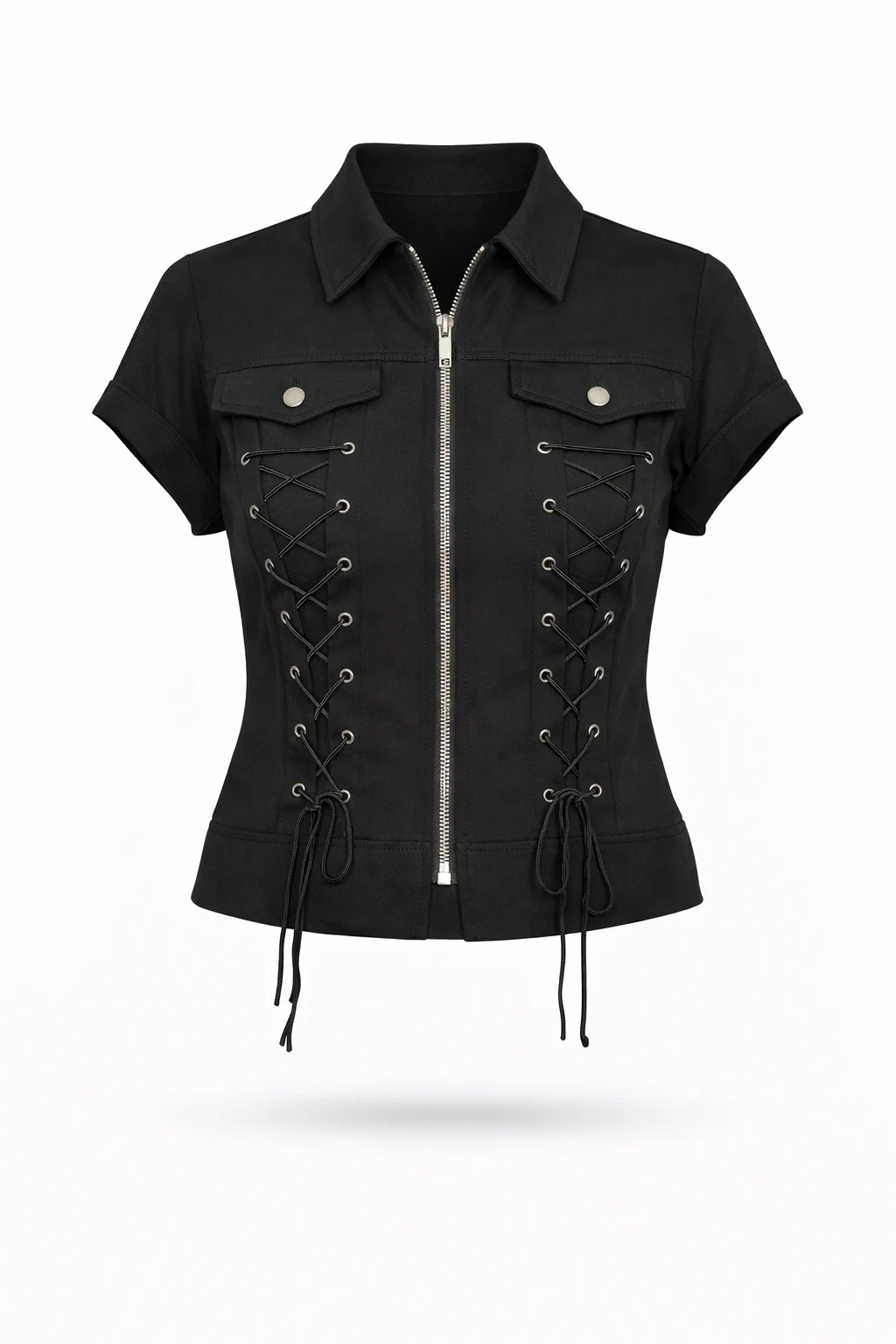 Orchid Bloom Black Gothic Rope Top-zoom-1