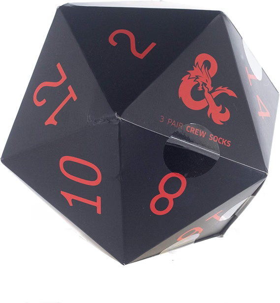 Dungeons and Dragons 3-Pack Crew Socks With D&D Dice Packaging for Men-5