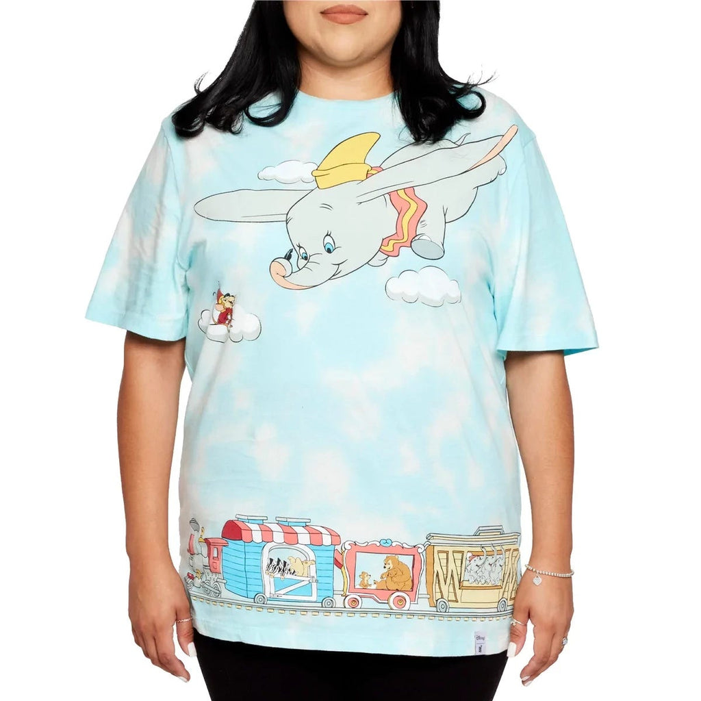 Loungefly Apparel Disney Dumbo Cloud Train tie dye t shirt