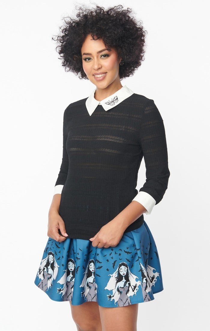 Corpse Bride x Unique Vintage Black Sabrina Sweater
