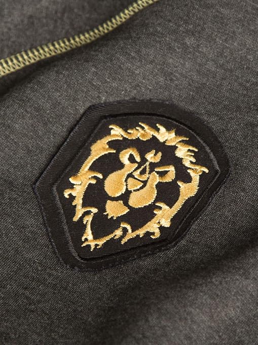 JINX World of Warcraft Alliance Classic Men's Gamer Zip-Up Hoodie, Charcoal Heather-4