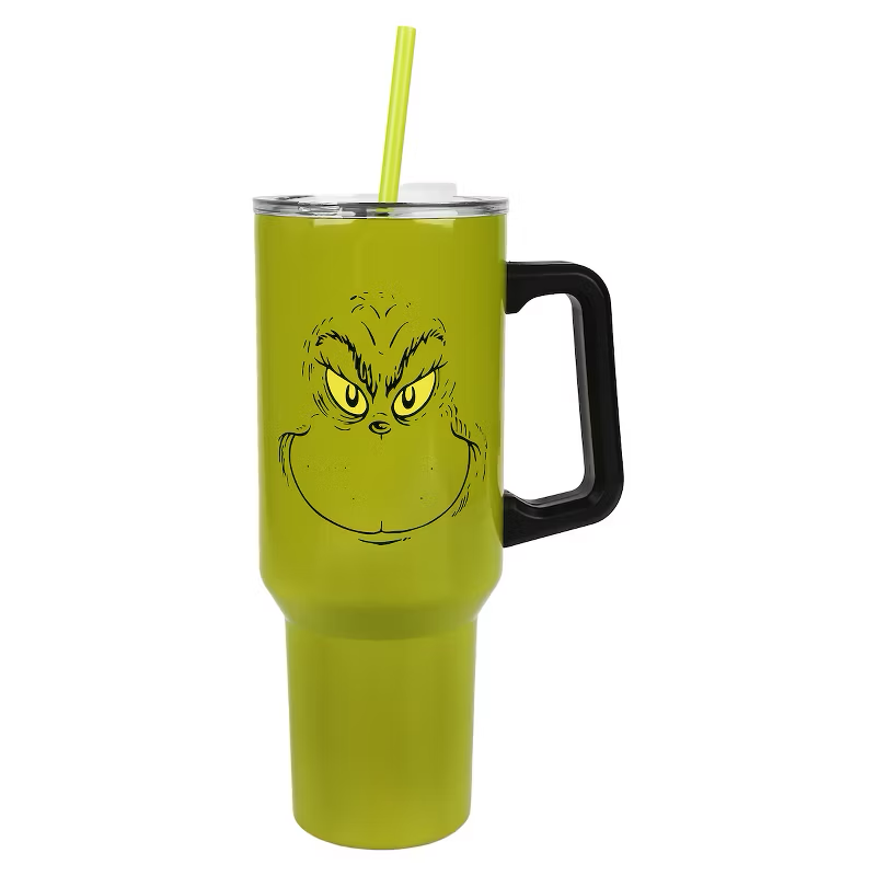 Dr. Seuss The Grinch Vacuum Insulated 40 Oz. Stainless Steel Tumbler with Straw & Leak-Proof Lid