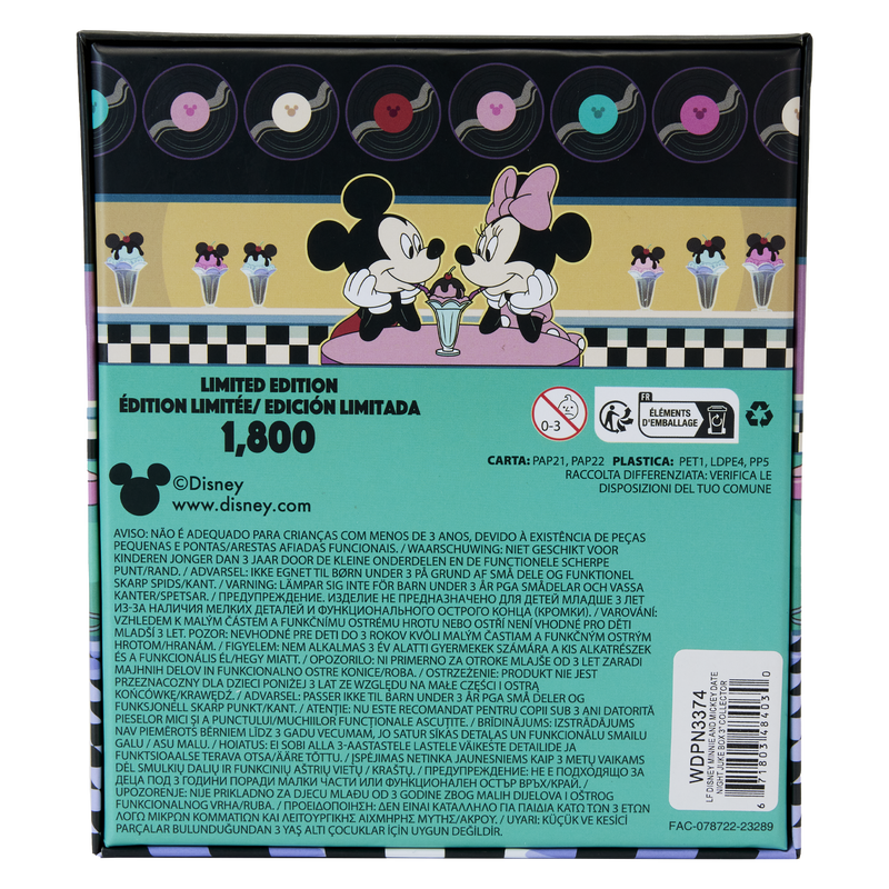 Loungefly Mickey & Minnie Date Night Diner Jukebox 3" Collector Box Sliding Pin-6