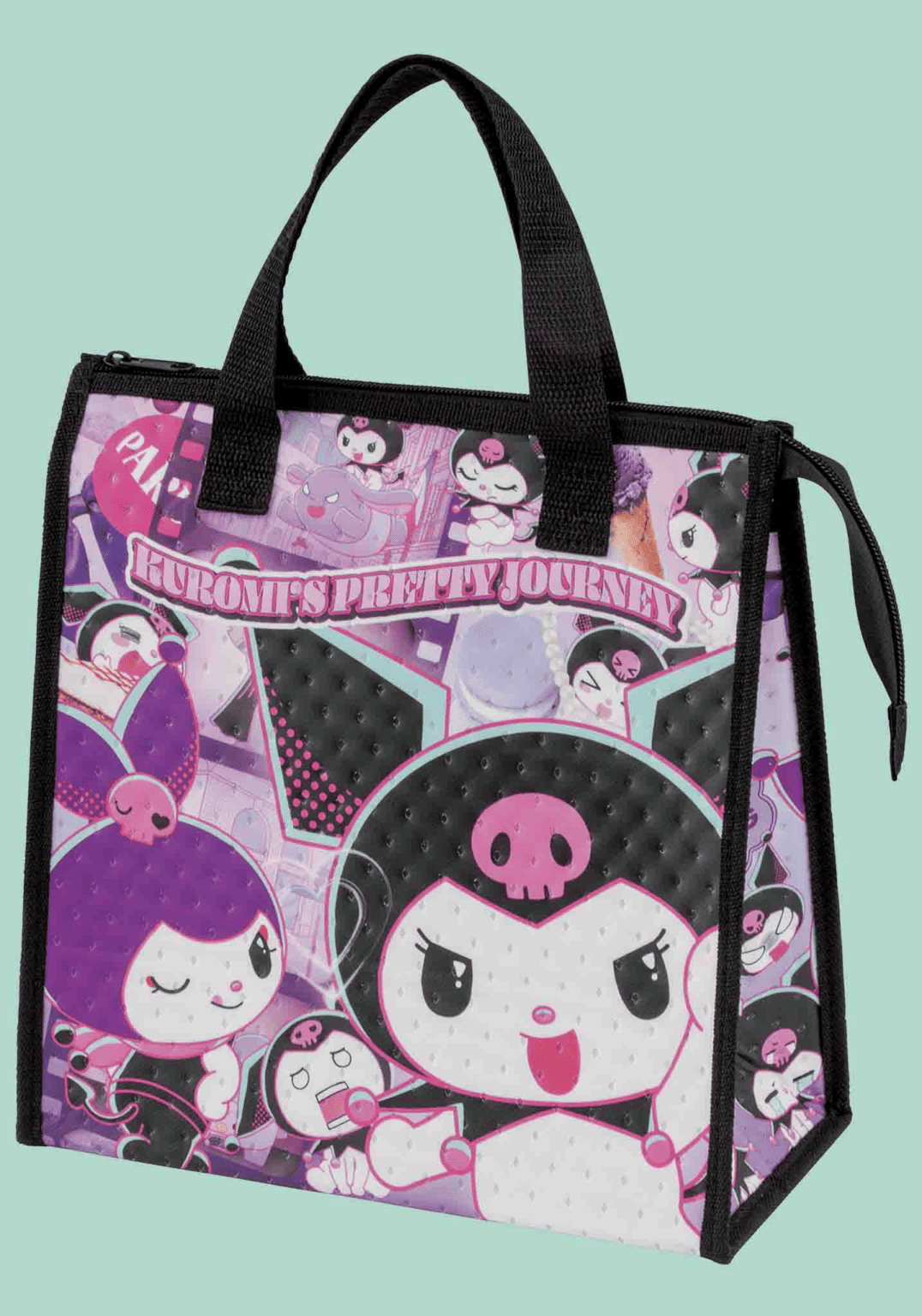 Skater Kuromi Thermal Insulated Bag with Zip Closure-1