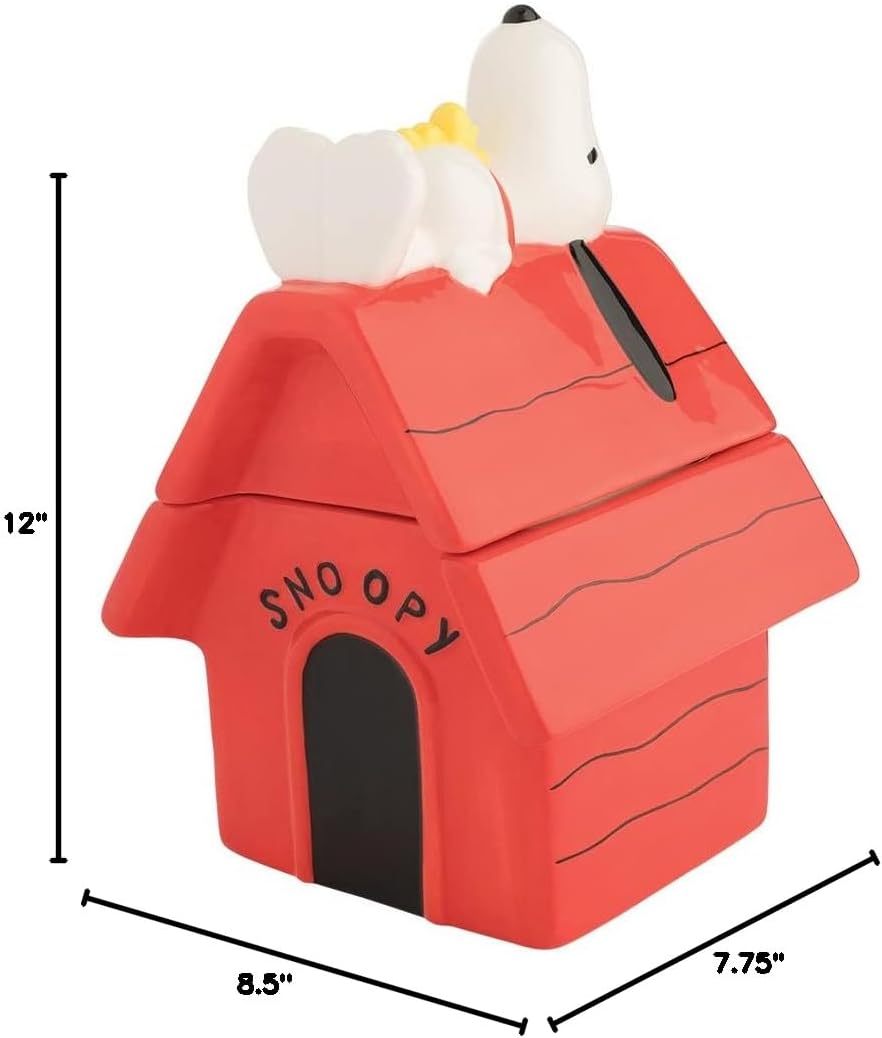 Vandor Peanuts Snoopy Doghouse Sculpted Ceramic Cookie Jar New with Box