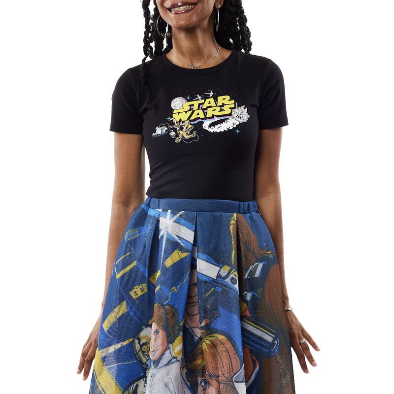 Loungefly Stitch Shoppe Star Wars Space Logo Ariana Top
