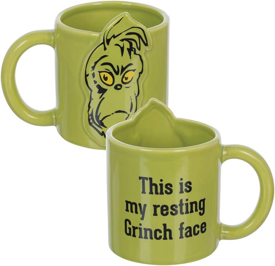 Dr. Seuss Grinchmas Resting Face 20 Oz. Bas Relief Ceramic Mug-zoom-1
