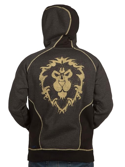 JINX World of Warcraft Alliance Classic Men's Gamer Zip-Up Hoodie, Charcoal Heather-zoom-2