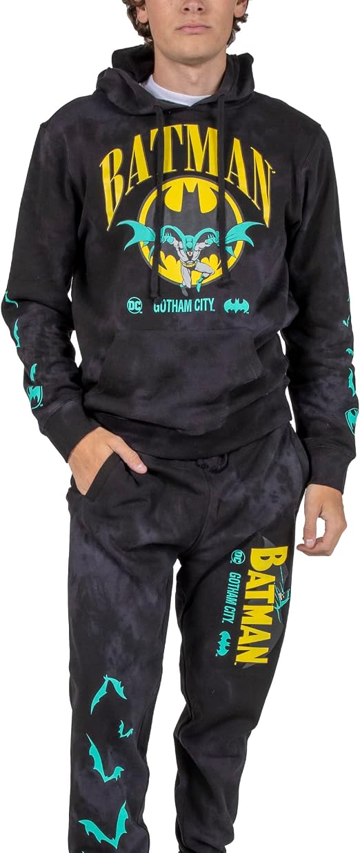 Batman Gotham City Black Wash Mens Hoodie & Jogger Set-zoom-2