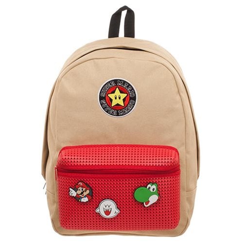 Mario Brothers Multicolored Backpack w/ Mario Patches for Adults