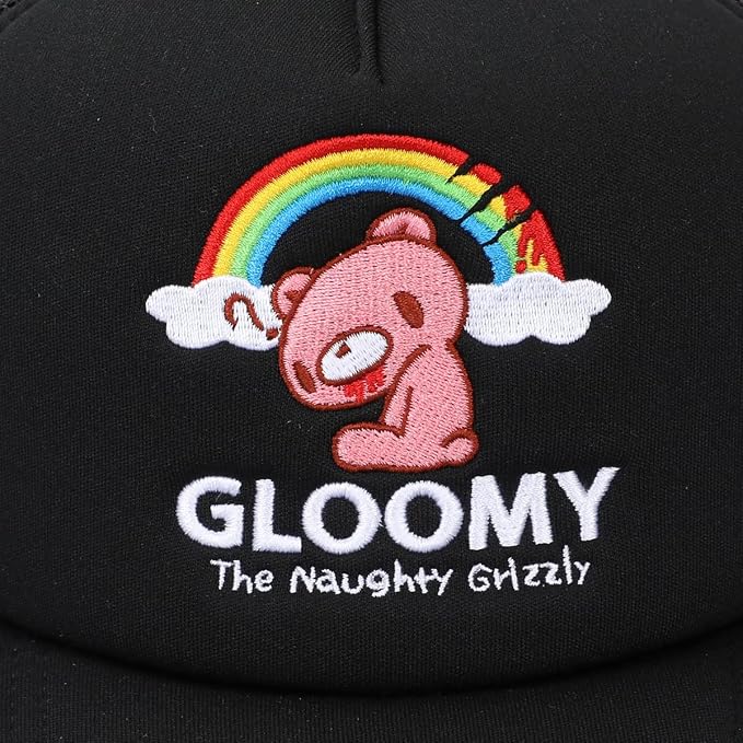 Gloomy Bear Gloomy Under Rainbow Men's Black Foam Trucker Hat