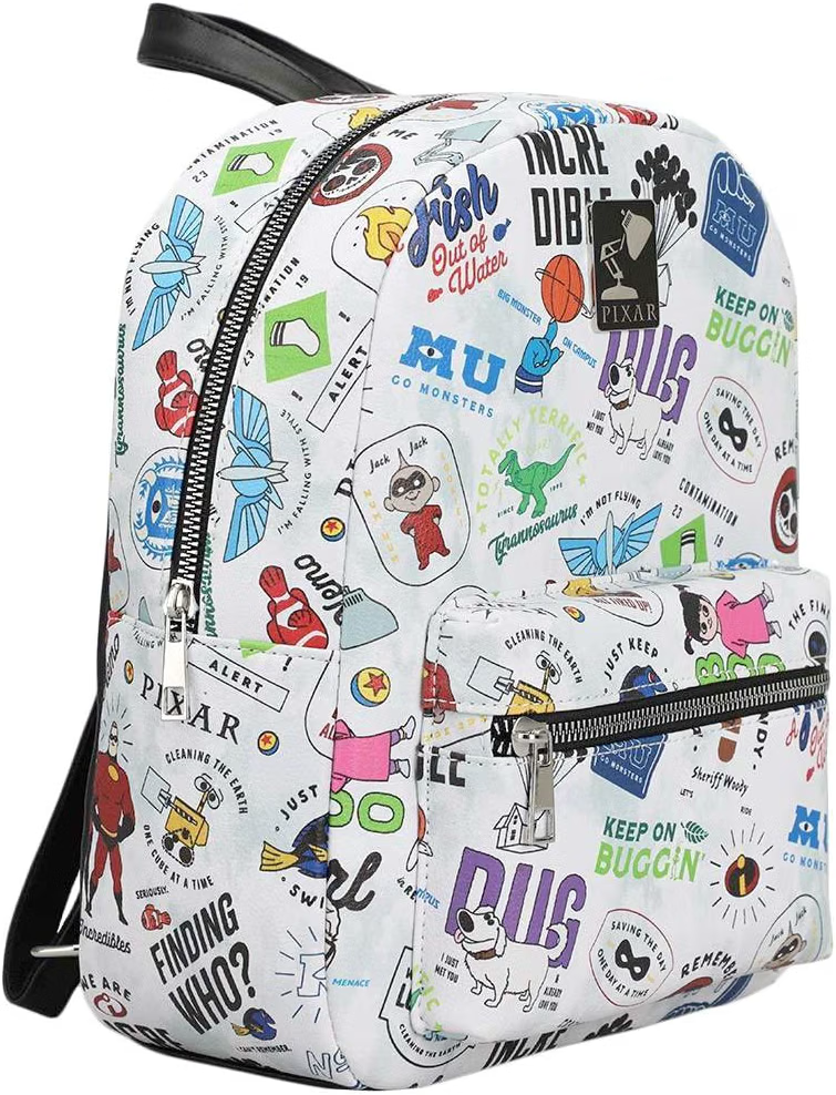 Pixar Movie Characters Toss Print Faux Leather Tote Bag Mini Backpack-zoom-2