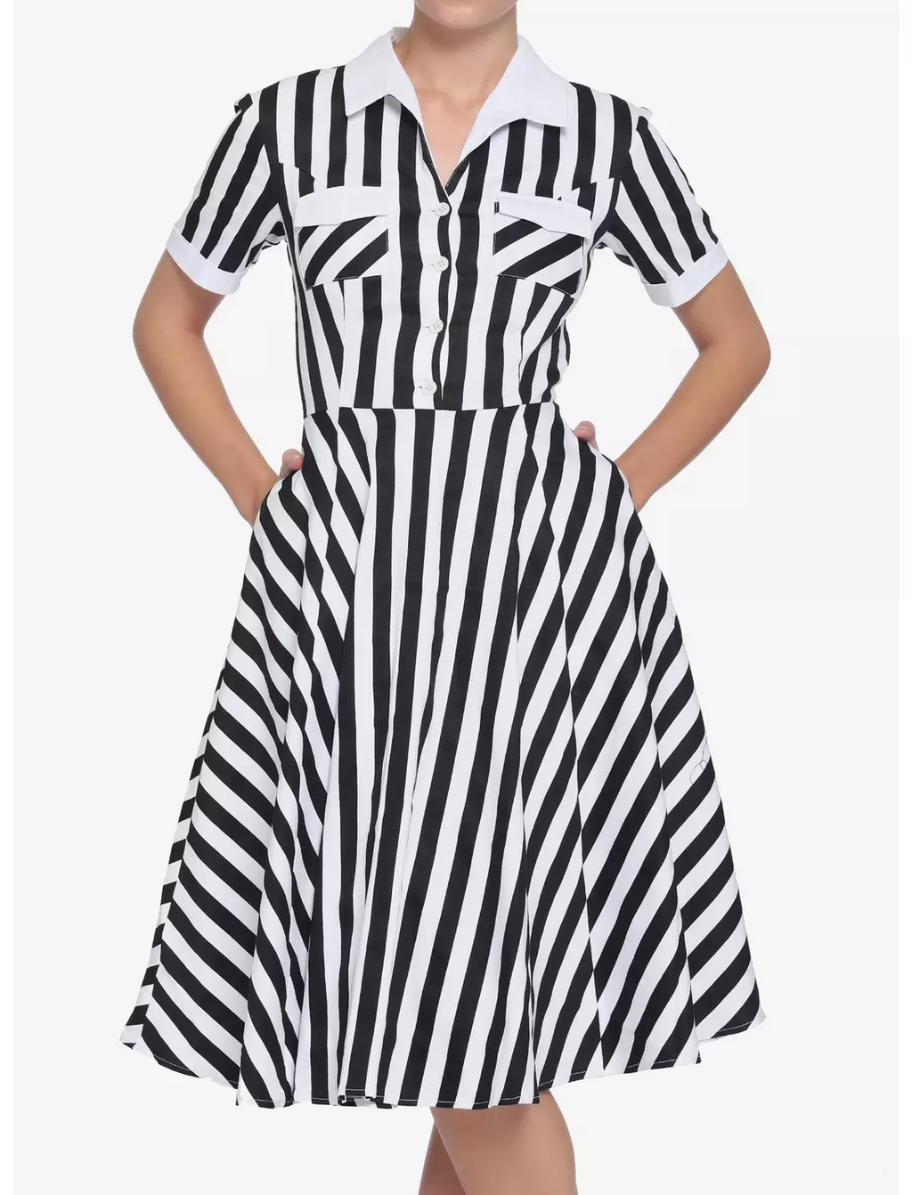 Orchid Bloom Black and White Stripe Dress