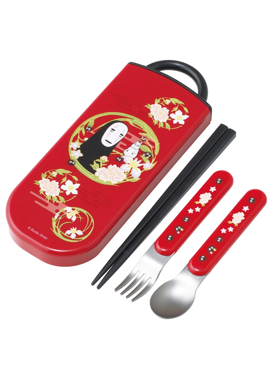 Spirited Away Utensil Set - Includes Reusable Fork, Spoon, Chopsticks and Carrying Case - Authentic Japanese Design-1