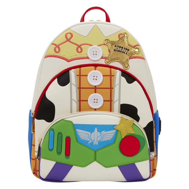 Loungefly Toy Story 5 Triple Pocket Jessie, Woody, & Buzz Mini Backpack-1