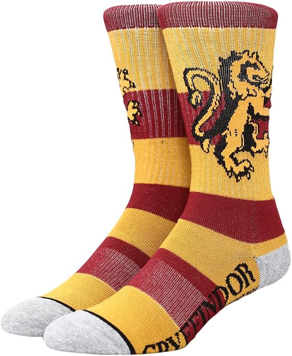 Harry Potter Gryffindor House Bioworld Crew Socks Large Men's 8-12 Wizard Maroon-zoom-1