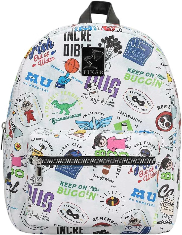 Pixar Movie Characters Toss Print Faux Leather Tote Bag Mini Backpack-1
