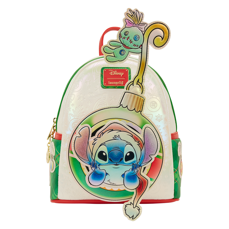 Loungefly Disney Stitch & Scrump Iridescent Holiday Ornament Mini Backpack-zoom-2