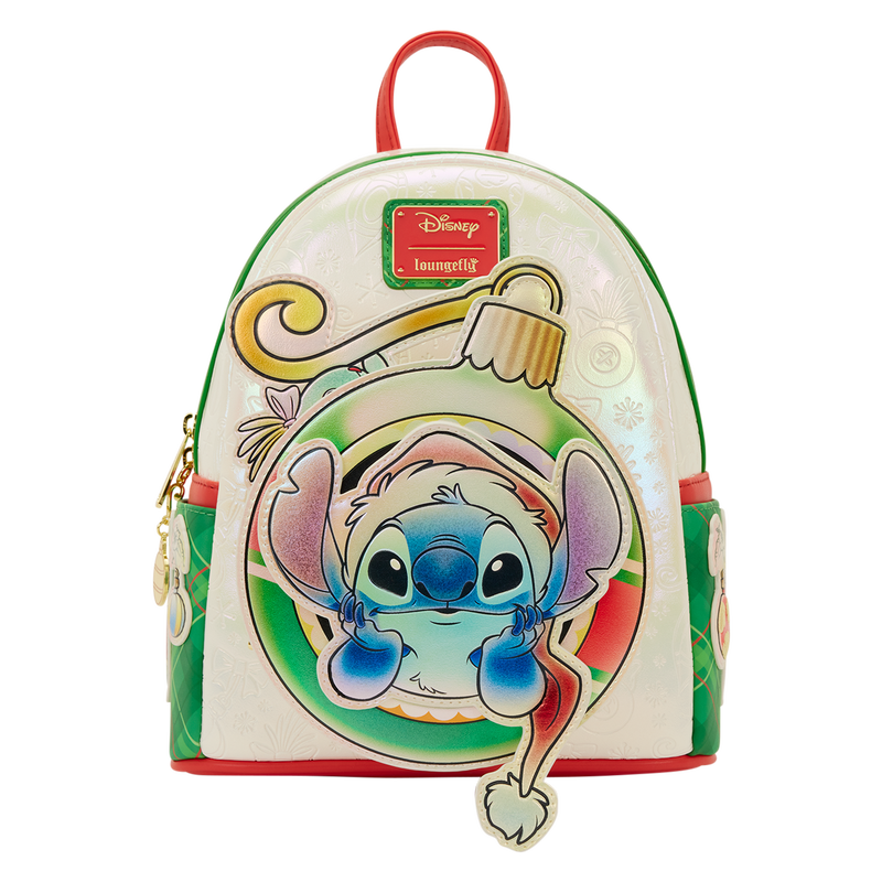 Loungefly Disney Stitch & Scrump Iridescent Holiday Ornament Mini Backpack-1