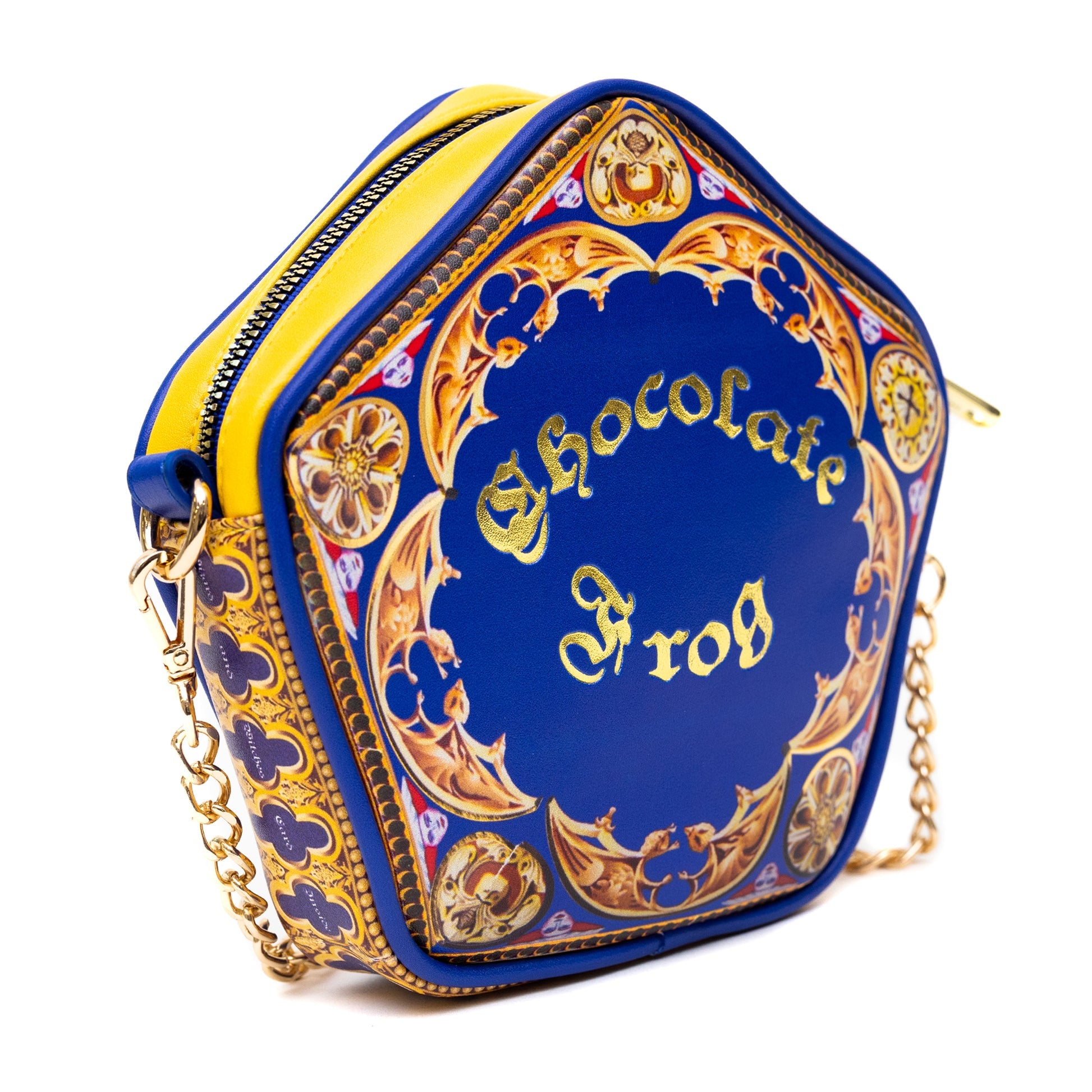Harry PotterBag  Crossbody  Figural  Chocolate Frog Candy Box Replica Debossed Gold  Blue  Vegan Leather-2