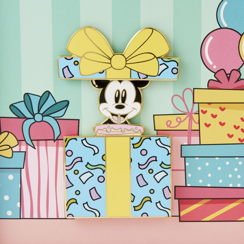 Loungefly Mickey Mouse Birthday Present Surprise 3" Collector Box Sliding Pin-5