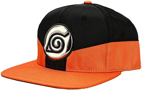 Bioworld Naruto Shippuden Chrome Patch Logo Orange and Black Snapback Hat-zoom-3