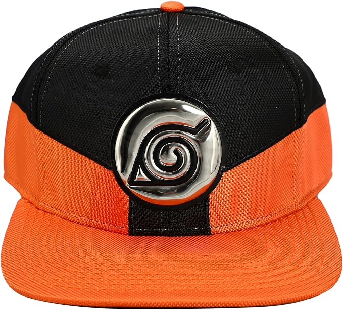 Bioworld Naruto Shippuden Chrome Patch Logo Orange and Black Snapback Hat