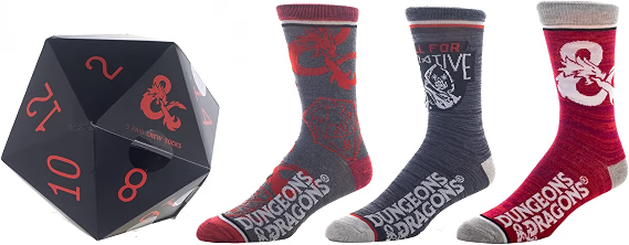 Dungeons and Dragons 3-Pack Crew Socks With D&D Dice Packaging for Men-zoom-1