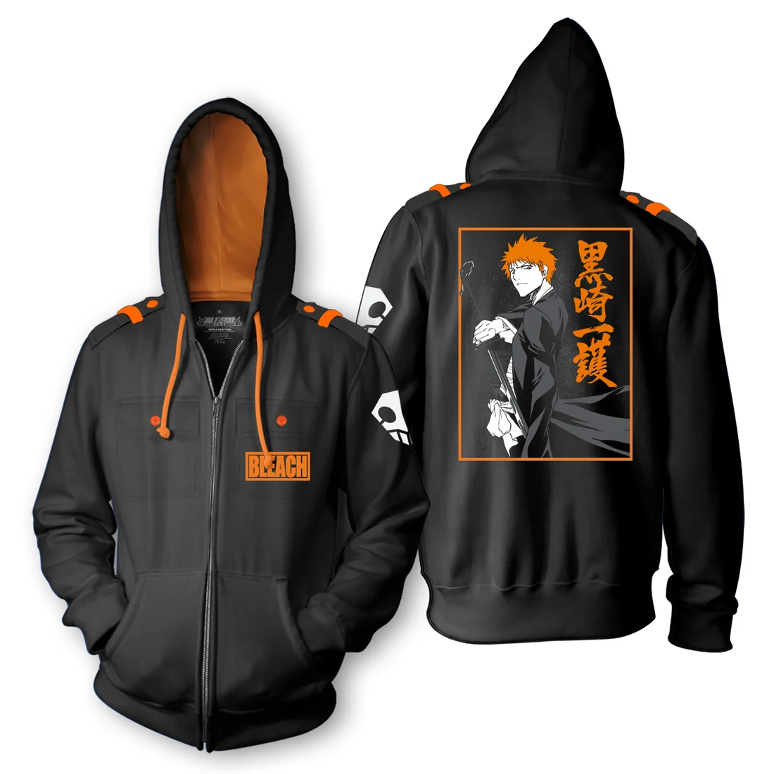 BLEACH Ichigo 2 Tone Military Zip Hoodie-zoom-1