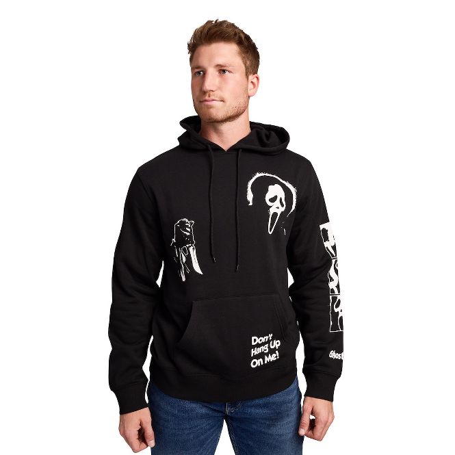 Ghostface Don't Hang Up on Me on Men's Black Hooded Sweathirt-zoom-1