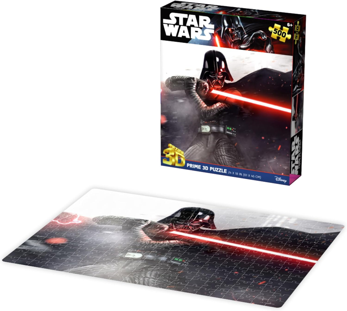 Prime 3D Star Wars Lucas 3D Puzzle – 500 Piece Lenticular Movie Jigsaw for Adults & Families, 24"x18" Activity with Depth & Motion, Official Disney Gift-zoom-3