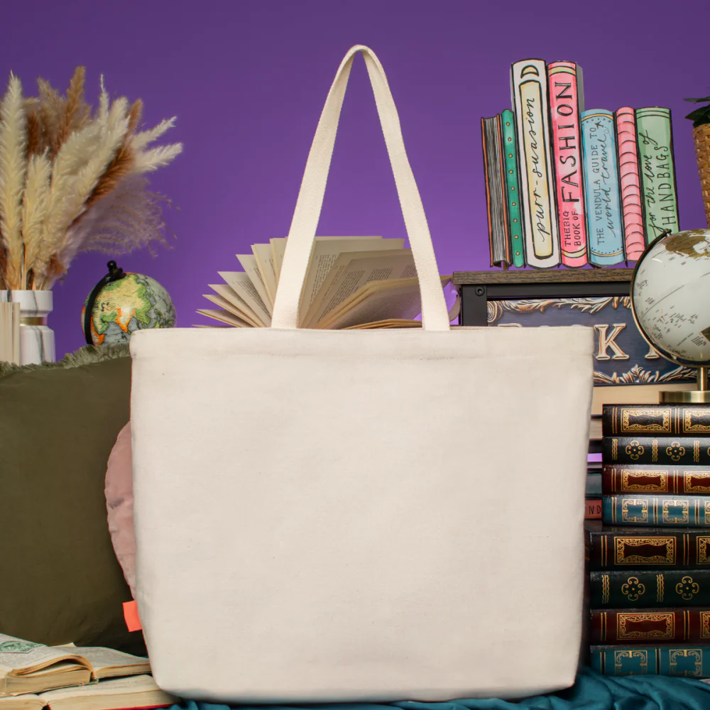 Vendula London Travelling Library Bookshop Canvas Tote Bag-8